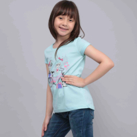 Zlata Aksara Kids kaos lengan pendek anak perempuan biru muda Katun Casual Raina 18.05 Fashion