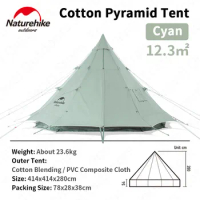 Naturehike Brighten12.3 Outdoor Cotton Tent 5-8 Persons Big Space Keep Warm Windproof Camping Pyramid Large Tent Family Party