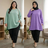 TUNIK WANITA JUMBO POLOS BIGSIZE OVERSIZE PANJANG L-XXXL MTP2013 LD 130 LEMONE