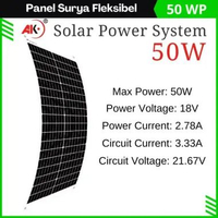 AK Panel Surya Flexible 50W Solar Panel Monocrystaline IP67 Anti Air Dapat Melengkung 258° Untuk Ata
