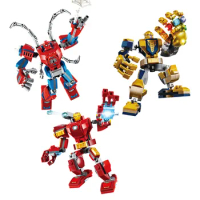 Movie Superhero Avengers Doll Building Blocks Thor Iron Man Spider-Man Joint Movable Model Assembled Building Block Toys
