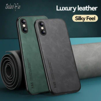 DECLAREYAO Metal Iron Sheet Ultra Slim Hard Cover For Apple iPhone Xs Max X XR Case Luxury Suede Leather Magnetic Silicone Frame