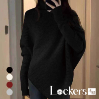 【Lockers 木櫃】秋冬爆款韓系慵懶不規則高領毛衣 L113010203(不規則高領毛衣)