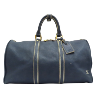 【二手名牌BRAND OFF】LOUIS VUITTON LV 路易威登 藍色 牛皮 Tobaco Keepall 50 手提包 M95136