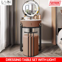 Dressing table set / meja makeup bulat cermin berlampu / makeup table MT 101
