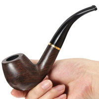 Top Grade Ebony Wood Pipe 9mm Filter Tobacco Pipe Handmade Smoking Pipe Vintage Bent Smoke Pipe 508 Style