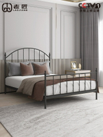 床簡約現代 歐式鐵藝床雙人臥室閣樓復式二樓鐵床單人鐵架床1.5米
