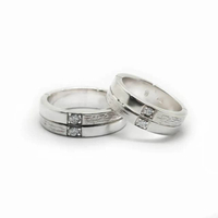 แหวนคู่ แหวนเพชร แหวนเงิน / Couple Silver Diamond Cz Ring-R3034cz สีเงิน
