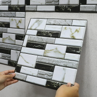 大理石紋墻貼3D立體貼紙自粘墻紙創意背景墻護墻裝飾餐廳翻新422