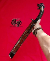 Golok Gagang tanduk ukir naga bilah Miror