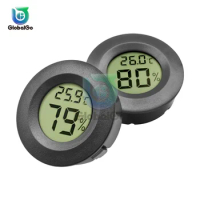 -50~ +70°C Mini LCD Digital Thermometer Hygrometer Round Temperature Humidity Tester Sensor Detector For Freezer Cigar Box