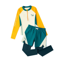 【SWIMFLOW】衝浪男孩 男孩 長袖泳衣(泳衣 兒童 泳裝 兩件式泳衣 連身泳裝 抗紫外線 男女童泳衣)