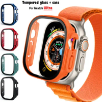 Glass+case For Apple Watch Ultra 49mm PC Bumper+Screen Protector Tempered luxury bags Cover for apple watch ultra 2 Accessories