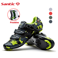 Ready to ship Santic รองเท้าปั่นจักรยานผู้ชายรองเท้าจักรยานเสือหมอบระบายอากาศสีอำพรางรองเท้าปั่นจักรยาน WMS17004