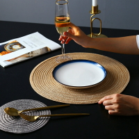 日式圓形餐桌墊家用北歐布藝編織西餐墊簡約杯墊防燙盤子碗墊隔熱