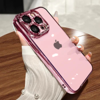 Luxury New High Quality Plating Clear Not Yellowing Case For IPhone 15 14 Plus 13 12Pro Max XS X iphone 11 case Shockproof Cove