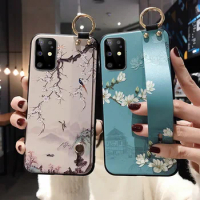 for Huawei P40 Pro P50 P30 P20 Mate 20 Pro Honor 50 70 20 9X P Smart Z Nova 5T Case Flower Wristband Phone Holder Silicon Cover