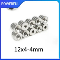 10~200PCS 12x4-4mm Round Search Magnet 12mm x 4mm Hole 4mm Countersunk Neodymium Permanent Magnets Strong 12*4-4mm