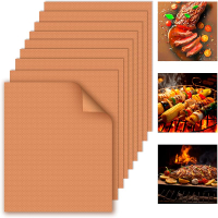WIBIMEN Grill Mats for Outdoor Grill Copper 7pcs Grill Mat 100% Non-Stick PFOA Free 15.75 x 13" Heav