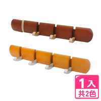 【AXIS 艾克思】雅楓原木可收式壁用掛勾4勾_1入(台灣製造)