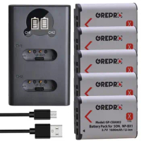 5Pcs NP-BX1 NP BX1 Batteries with LED USB Dual Charger for Sony FDR-X3000R RX100 AS100V AS300 HX400 HX60 AS50 WX350 AS300V