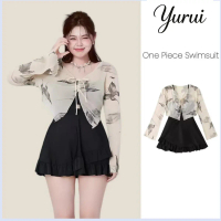YURUI Papilio Songkran ชุดว่ายน้ำ Rashguard ไซส์ใหญ่ สีบลัช มีเสื้อคลุมสปอร์ต ทันสมัย ทรงตัวเดียว สว