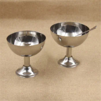 Stainless steel ice cream metal dessert cup ice cream cups tall wine glass fruit salad bowl snack cup Kitchen Cooking Tools