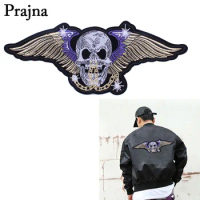 Prajna Biker Patches Gold Wing Motorcycle Embroidery Iron On Leather Patch For Vest Flight Jacket Stickers Garment Accessories D