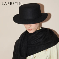 LA FESTIN designer Flat tops hat autumn/winter 2021 new trendy top hat female casual British style woolen hats all-match fashion