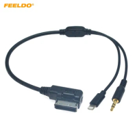 FEELDO Car AMI/MDI Interface To 3.5mm Male Audio AUX + Lightning Jack Charge Only Adapter Cable For Mercedes Benz #HQ6257