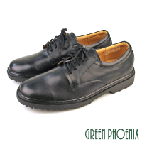 GREEN PHOENIX 波兒德 男學生鞋 學生皮鞋 商務皮鞋 牛皮 綁帶 大尺碼 台灣製(黑色/39-47)