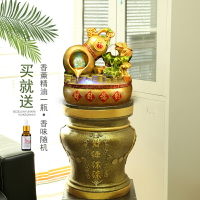 新中式流水擺件金色聚寶盆金蟾葫蘆開業送禮大型落地客廳店鋪