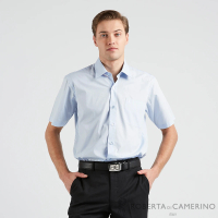【ROBERTA 諾貝達】男裝 藍色短袖襯衫(台灣製 商務款)