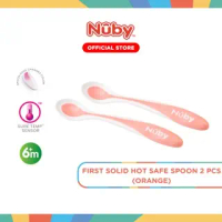 Nuby 2 Pack Heat Sensor Spoon Orange - Sendok Makan Bayi