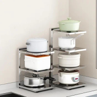 Stainless Steel Kitchen Pot Holder Household Multi-Layer Sink Pan Rice Cooker Storage Rack Multi-Layer Tableware Organizer