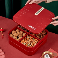 新年年貨堅果零食果盤喜慶多層分格帶蓋國潮新款糖果盒客廳收納盒「限時特惠」