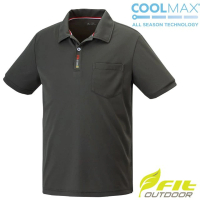 FIT 男 Coolmax POLO領短袖上衣.POLO衫.吸濕排汗衣.運動休閒衫(PS1104-78 灰褐色)