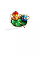ZITIQUE Vintage Fashion Plated Gold Enamel Green Tea Set Tea Cup Brooch