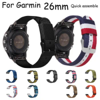 26mm Nylon Watch Strap for Garmin Fenix 3 hr 5x 6x Plus Quaitx 3 Replacement Watch Band Canvas Bracelet Quick Assem Connector
