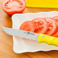 老爹果蔬刀鋸齒水果刀切片刀液體不流失不銹鋼檸檬番茄刀蔬果刨絲