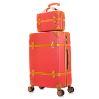 14"20"22"24"26 Inch Girls Big Travel Suitcase 2 Piece Sets With Wheels Trolley Luggage Cosmetic Bag Valise Voyage Free Shipping