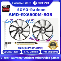 SOYO new AMD placa de video Radeon RX6600 RX6600M 8GB 8Pin 128Bit DDR6 PCIE4.0x8 Gaming Graphics Car