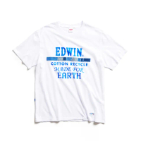 【EDWIN】男裝 再生系列 CORE標語短袖T恤(白色)