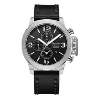 Jam Tangan AC Chronograph Pria 6280 GCL Leather / Kulit Original Garansi Resmi SILVER BLACK