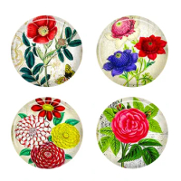 10mm 12mm 25mm 14mm 16mm 18mm 20mm Photo Glass Cabochons Round Cameo Set Handmade Settings Stone Snap Button Flowers FC7