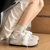Giày sneaker nữ phong cách ballet màu bạc, thiết kế cổ điển độc đáo, đế mỏng, giày thể thao thường n
