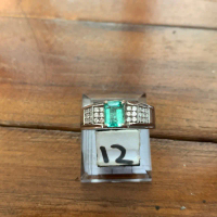Natural batu emerald betul atau zamrud origine Columbia memo di gri ring perak custome handmade