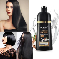 500ml Permanent 100% Natural Organic Coconut Oil Essence Black Hair Dye Shampoo Covering Gray Hair Instant Hair Dye Shampoo