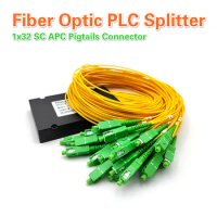 Free Shipping 1x32 Fiber Optic PLC Splitter Fiber splitters Fiber pigtails with SC APC Connector