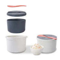 2L Microwave Oven Rice Cooker Portable Food Container Multi-function Steamer Rice Cooker Bento Lunch Box Steaming Utensils